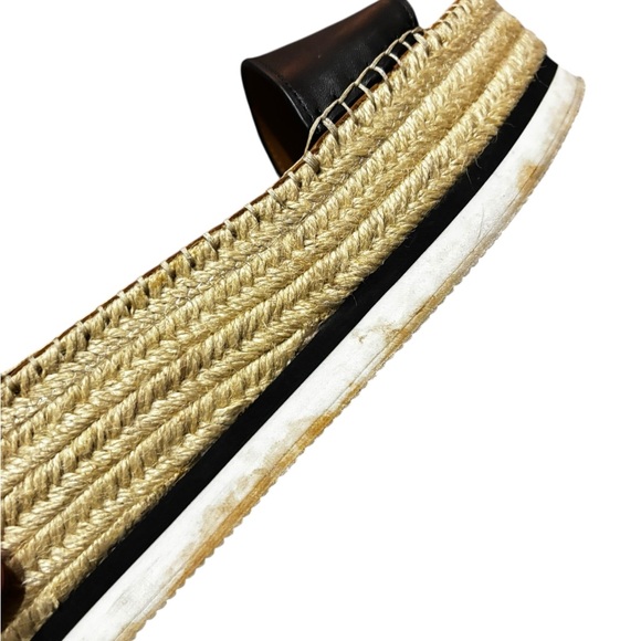 See by Chloe Glyn Espadrilles Wedge Black Leather Ankle Strap Sandals Sz 40 - Picture 12 of 13